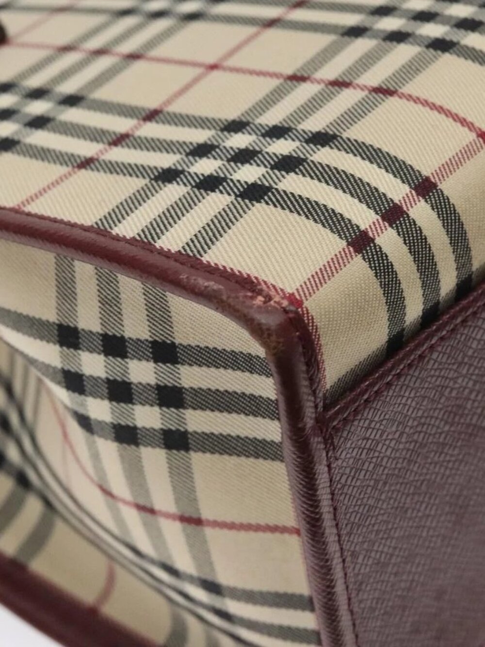 BURBERRY Nova Check Hand Bag Canvas Beige Gold Auth 126305 - Picture 12 of 16